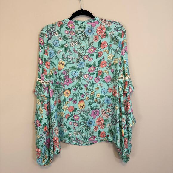 Spell & The Gypsy Sayulita Blouse Women Small Floral Boho Long Sleeve Birthstone - Picture 2 of 7